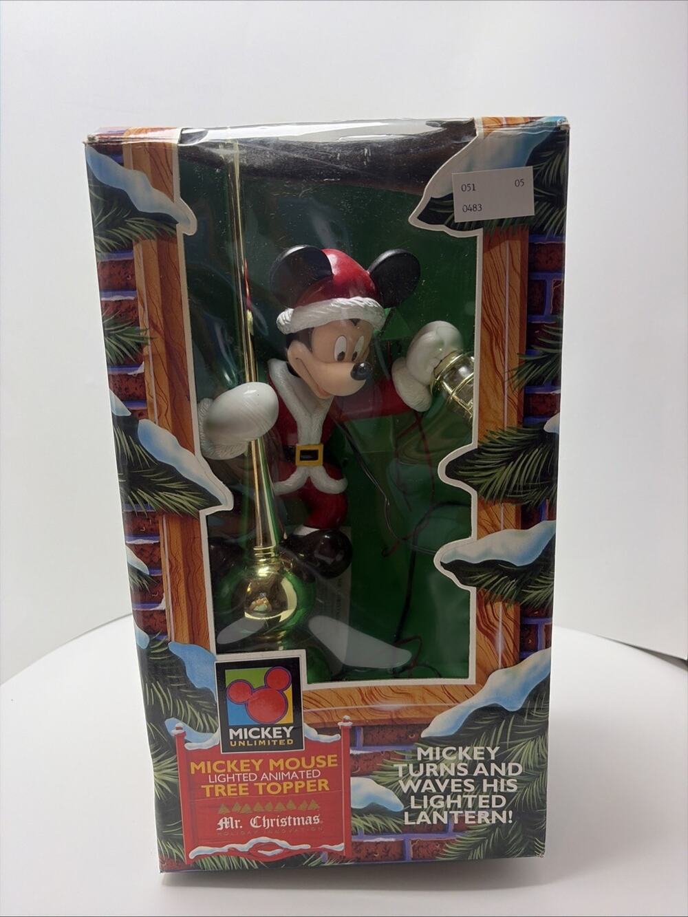 VTG 1995 Mr Christmas Mickey Mouse Animated Tree Topper W Light 14” Works